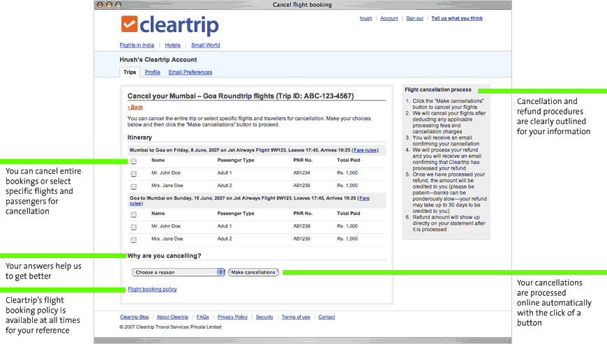 Cleartrip Ticket Cancellations Tour