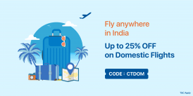 Get up to 25% off on Domestic Flights!